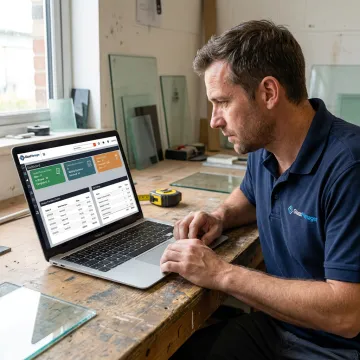 Glazier reviewing vendor management dashboard