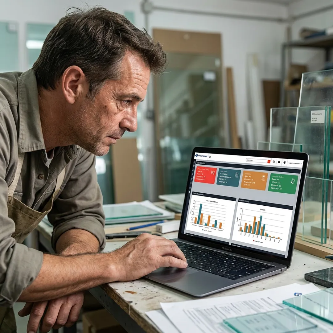 Time and material billing software for a glass shop