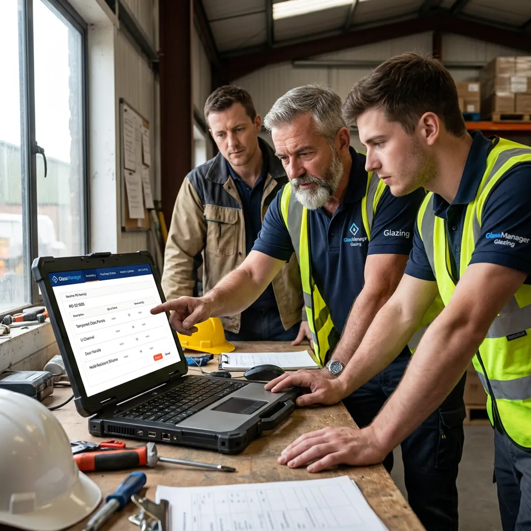 Project team reviewing material tracking workflow