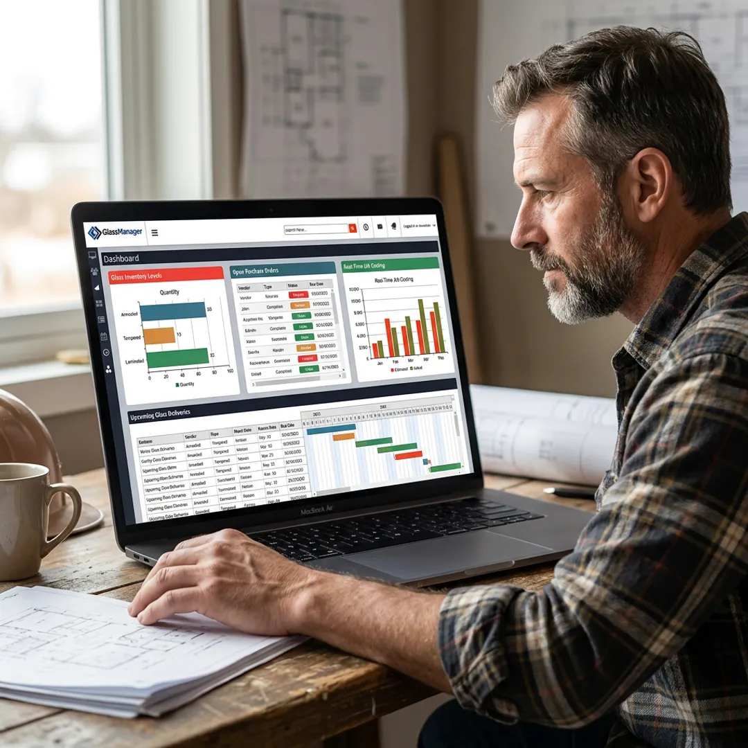 Construction material tracking software dashboard