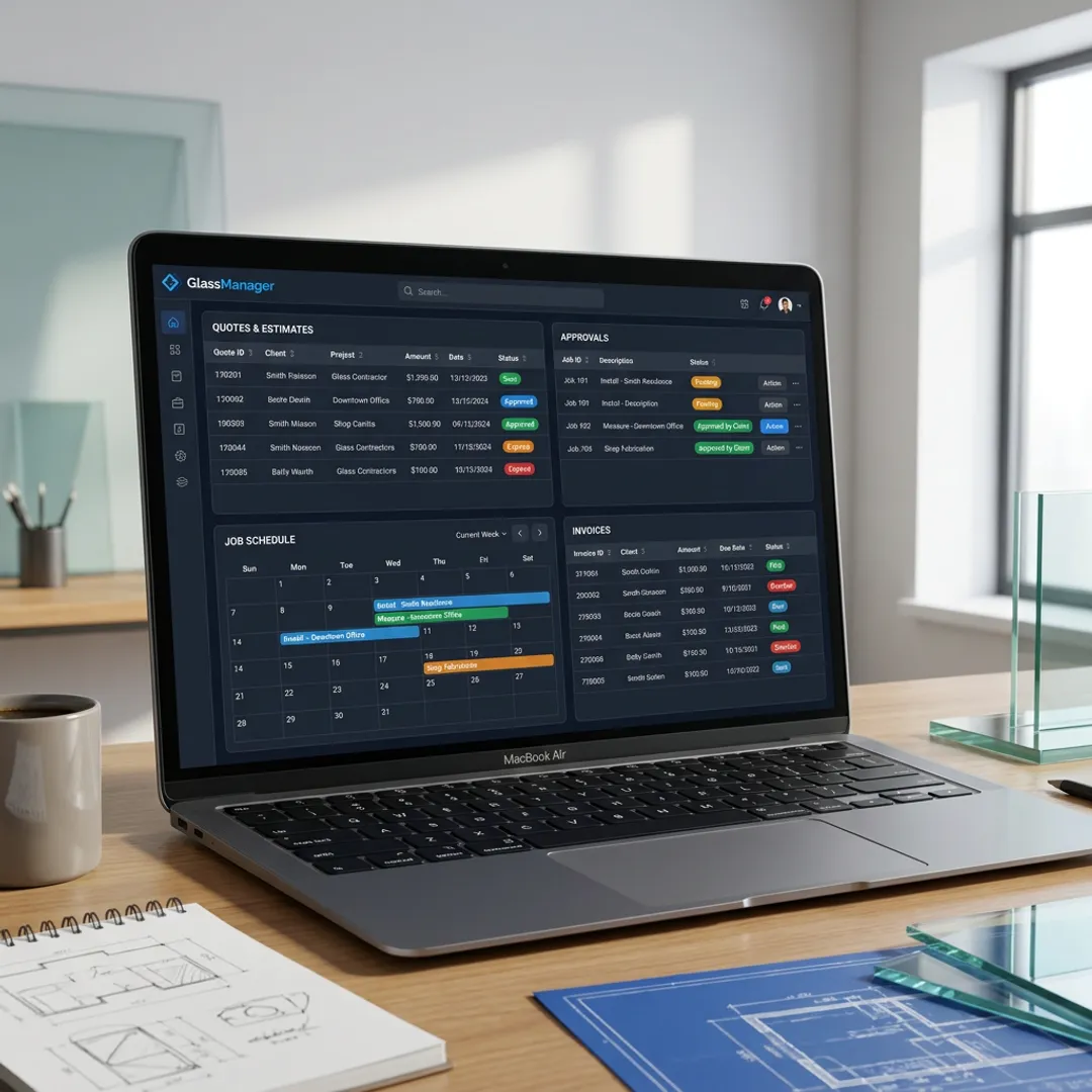 Glass contract management software dashboard
