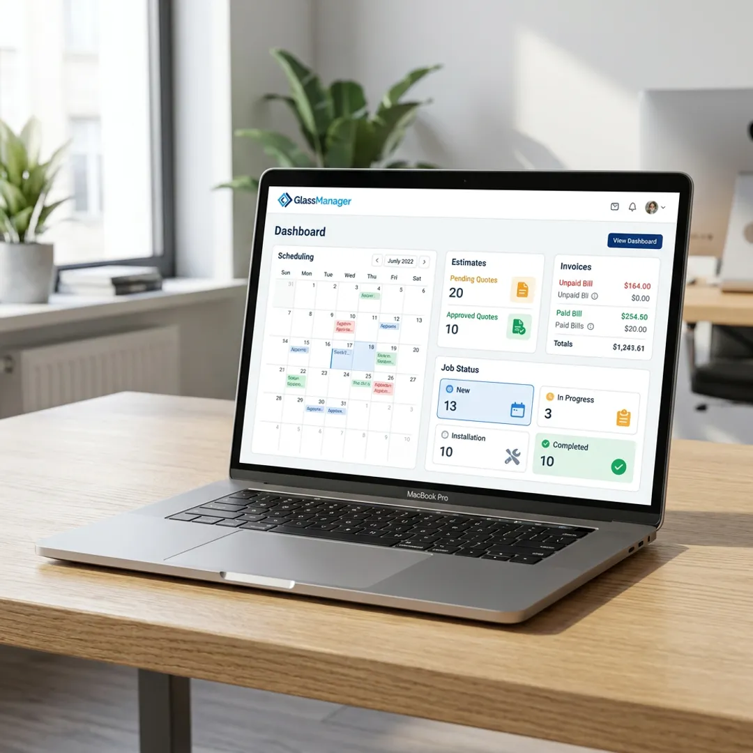 Glass business software dashboard