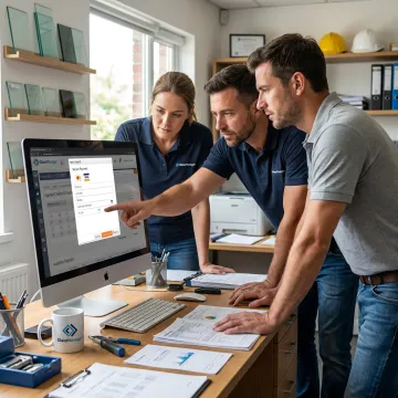 team reviewing online payment request workflow