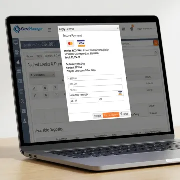 secure payment request on business software dashboard