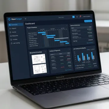 Glazier software dashboard for building glass projects