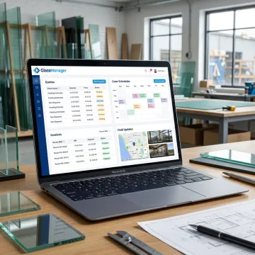 Glazier software dashboard on laptop