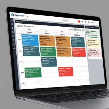 GlassManager scheduling dashboard for dispatching crews