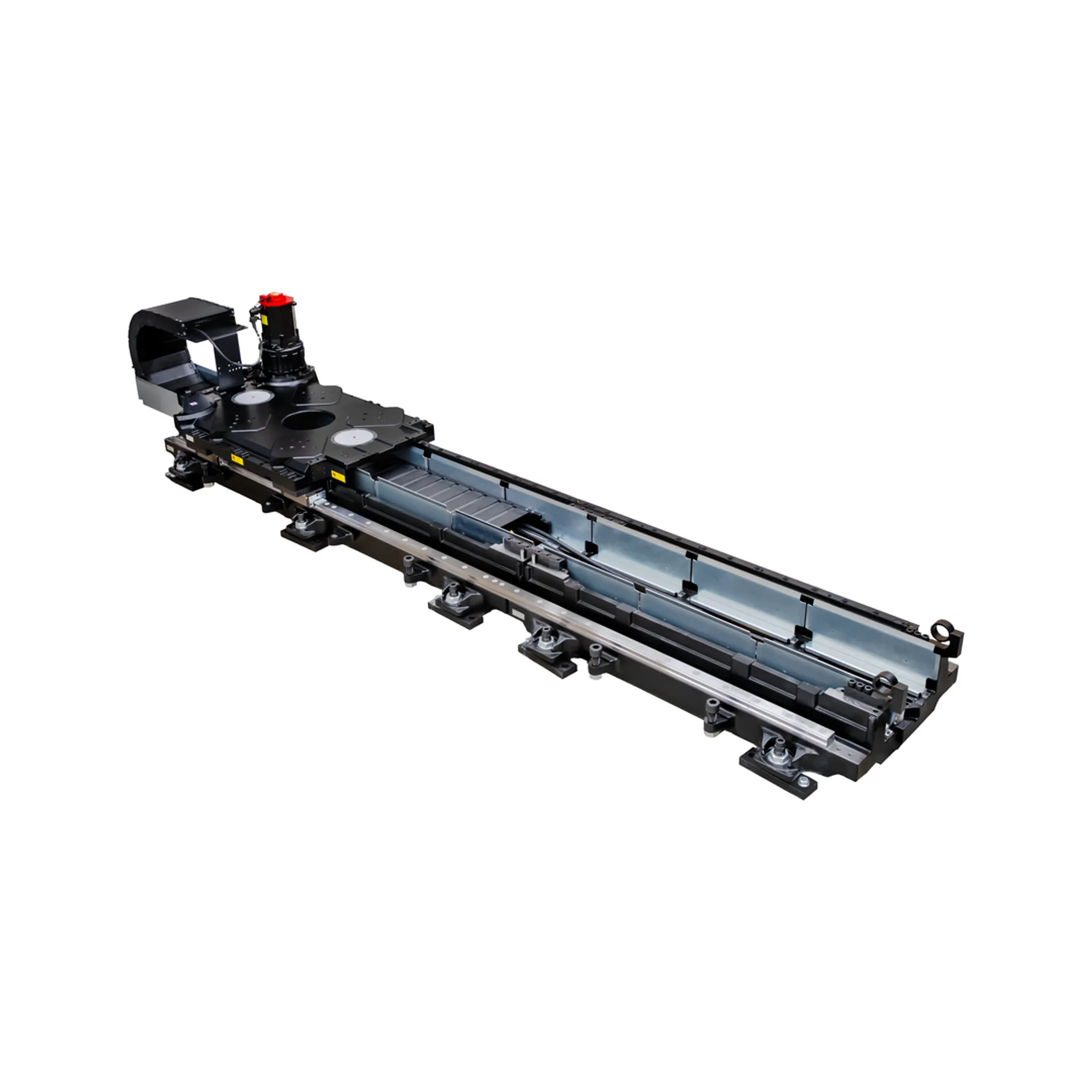Engineer reviewing an integrated conveyor automation cell