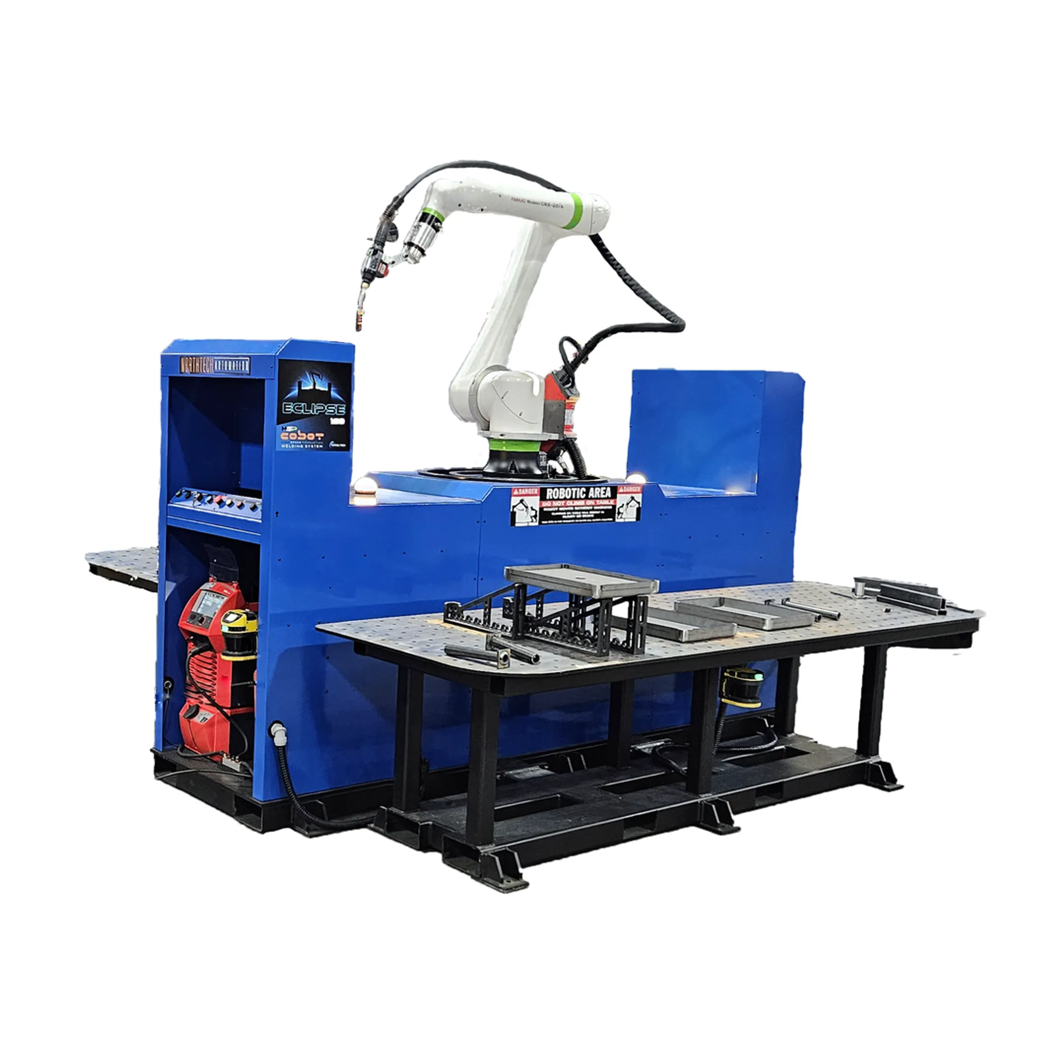 Engineer programming a robotic welding system