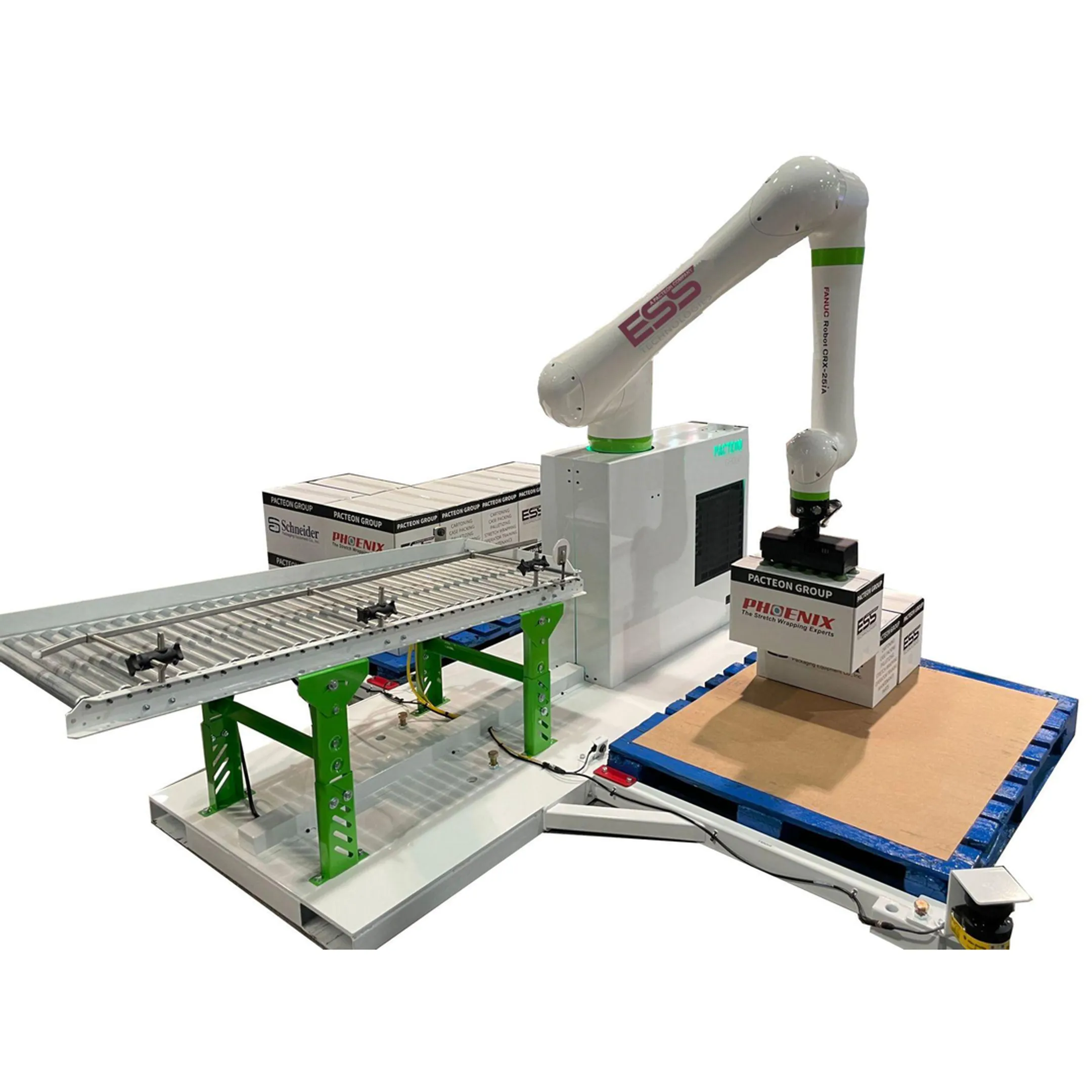 Engineer reviewing a pallet conveyor system