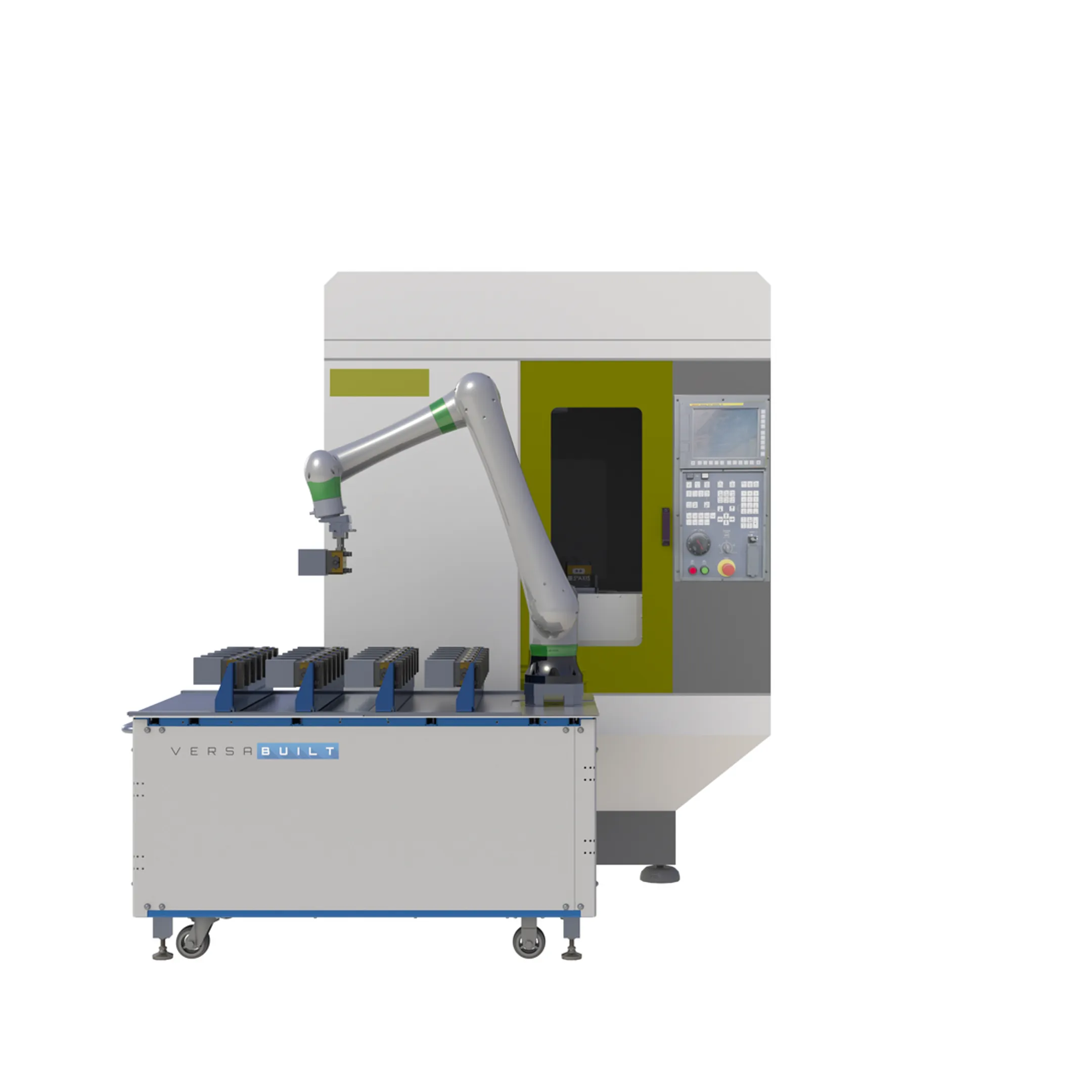 Technician programming an industrial robot