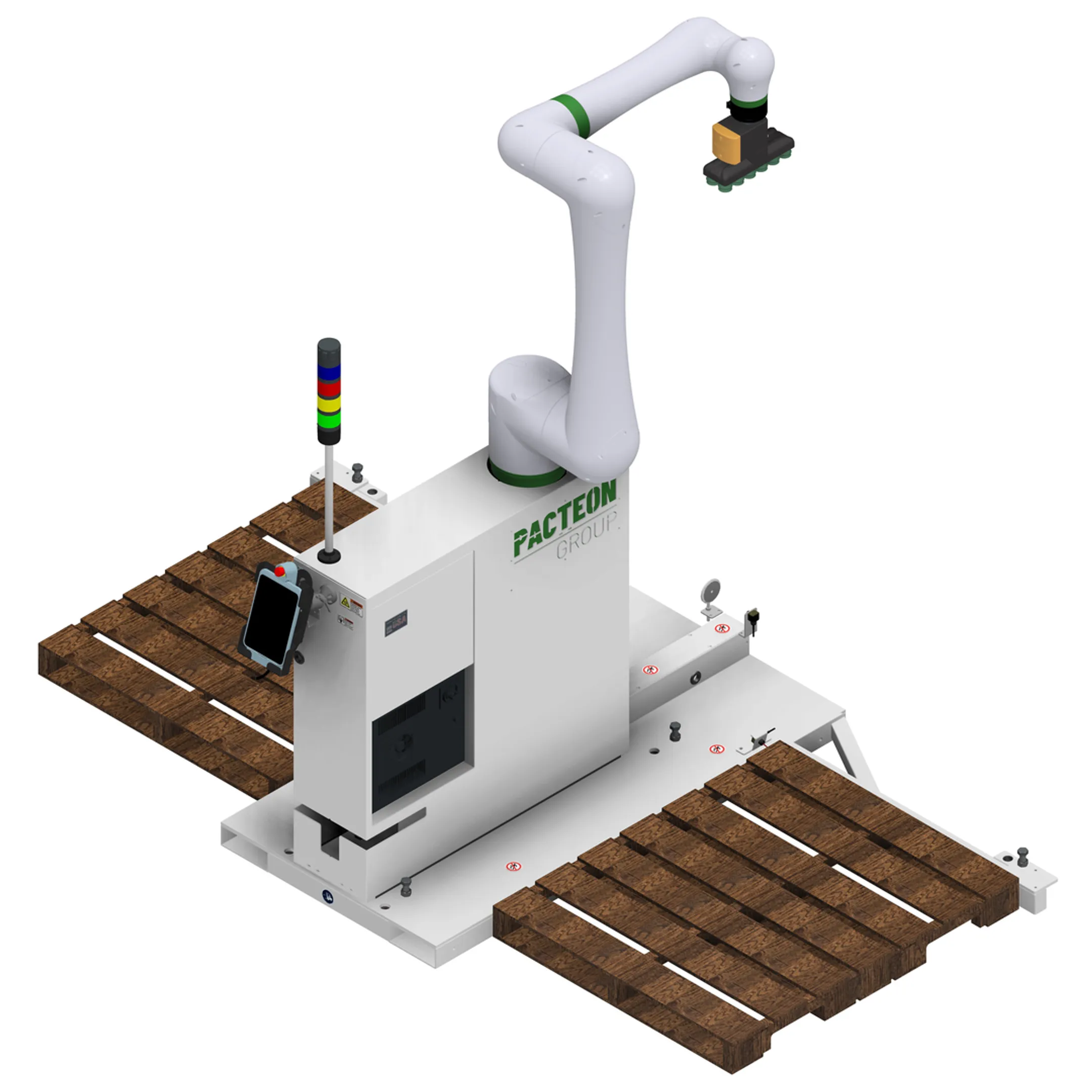 Engineer reviewing a robotic depalletizing cell