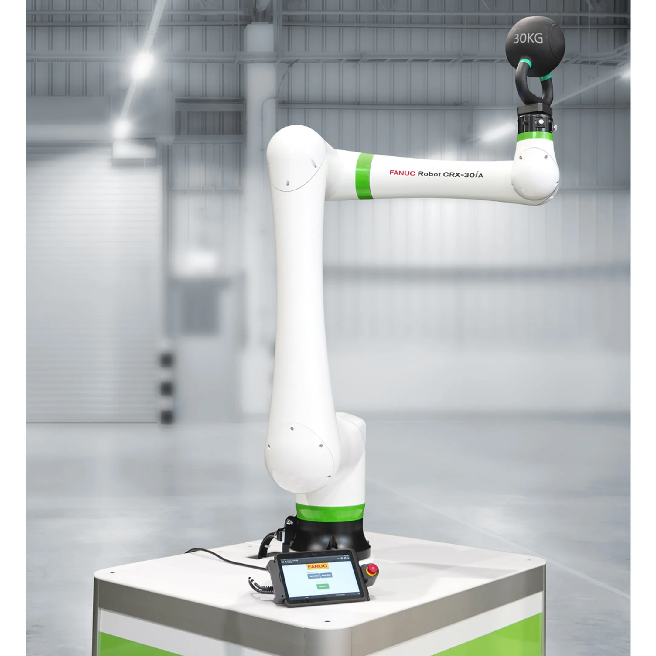 Engineer reviewing a robotic material handling cell