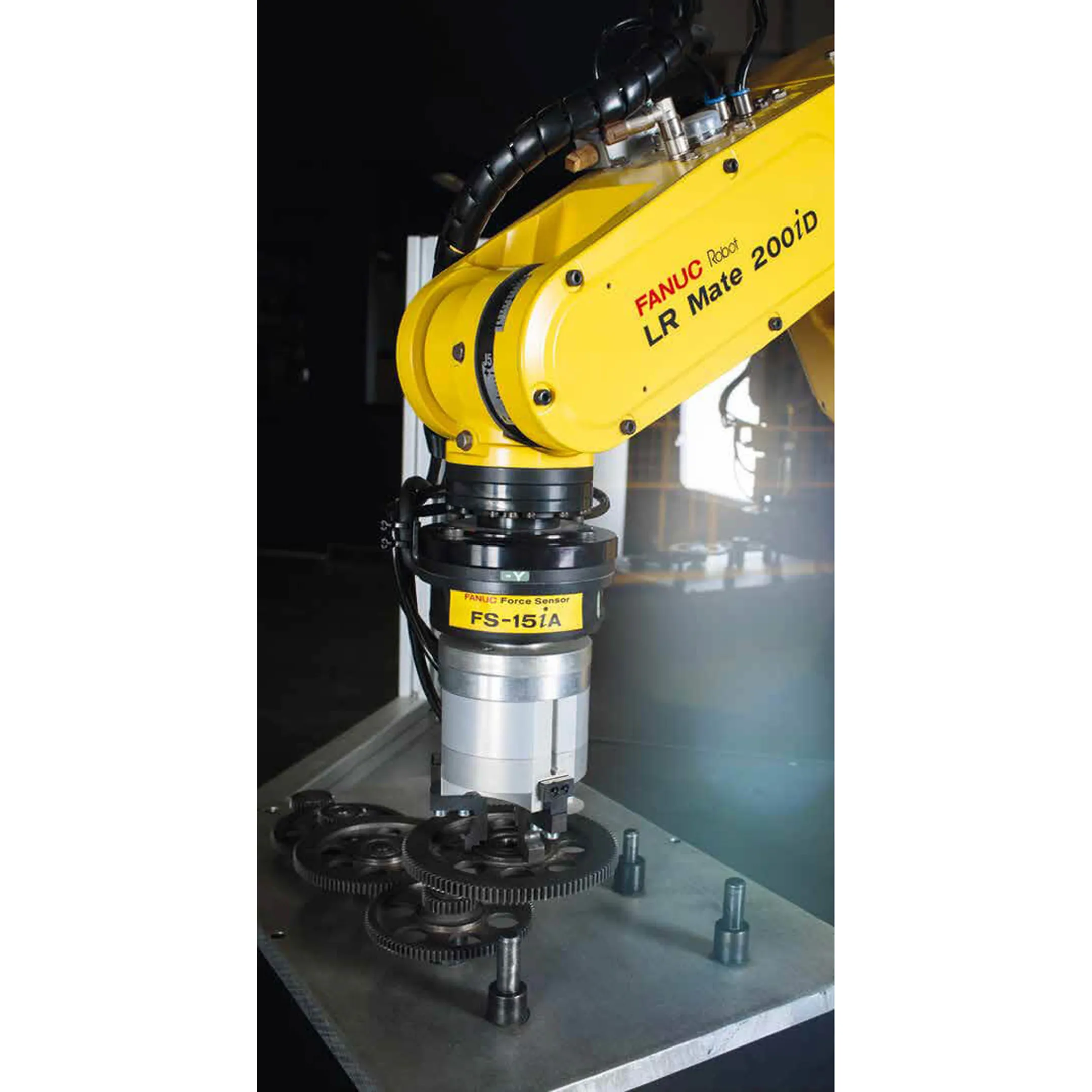 Engineer reviewing a robotic assembly system