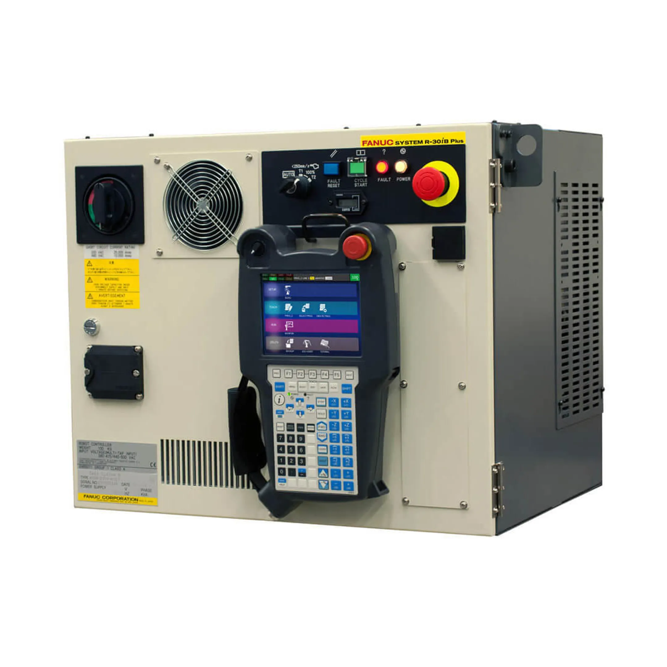 PLC control cabinet integrated with robotic factory automation