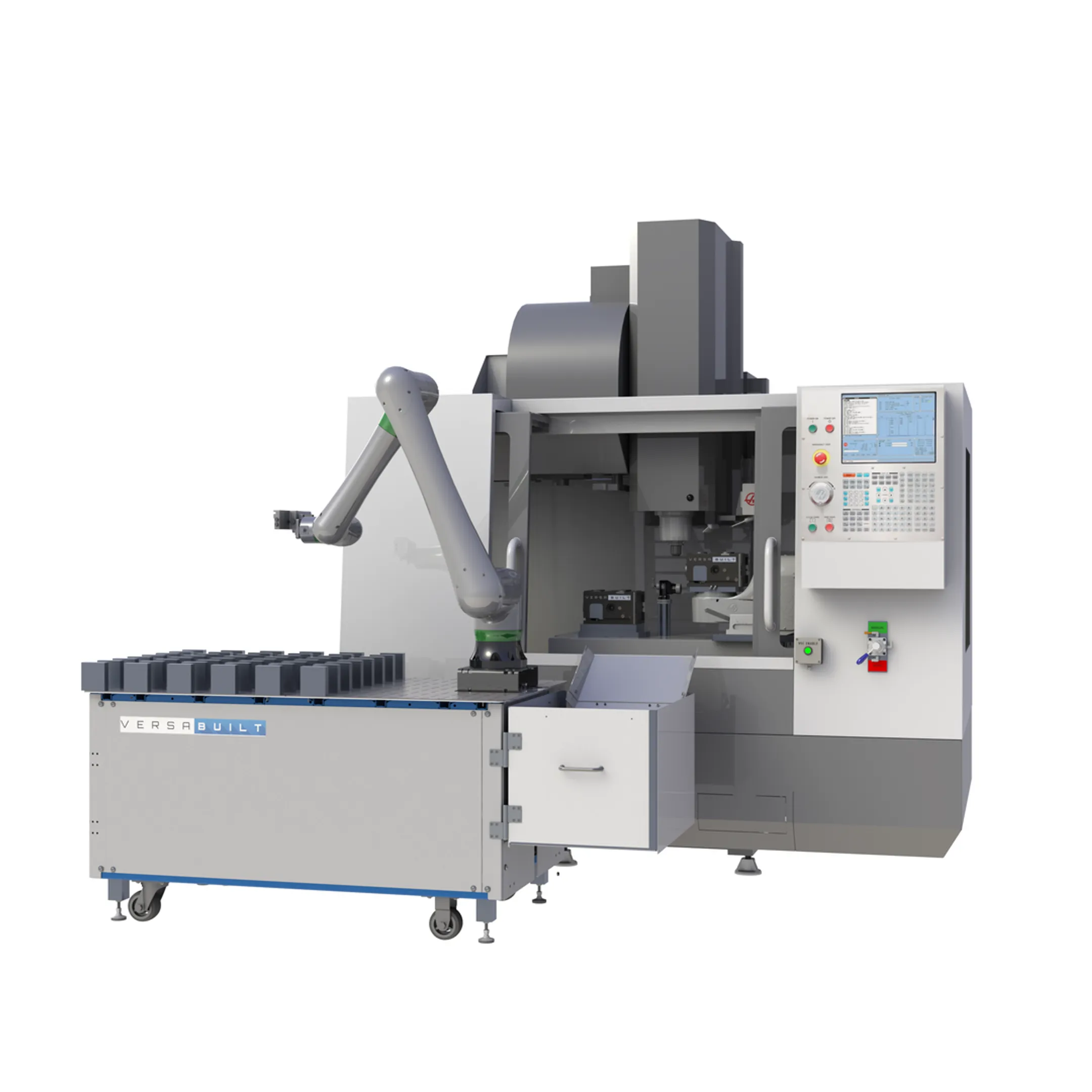 Engineer programming an industrial robot cell