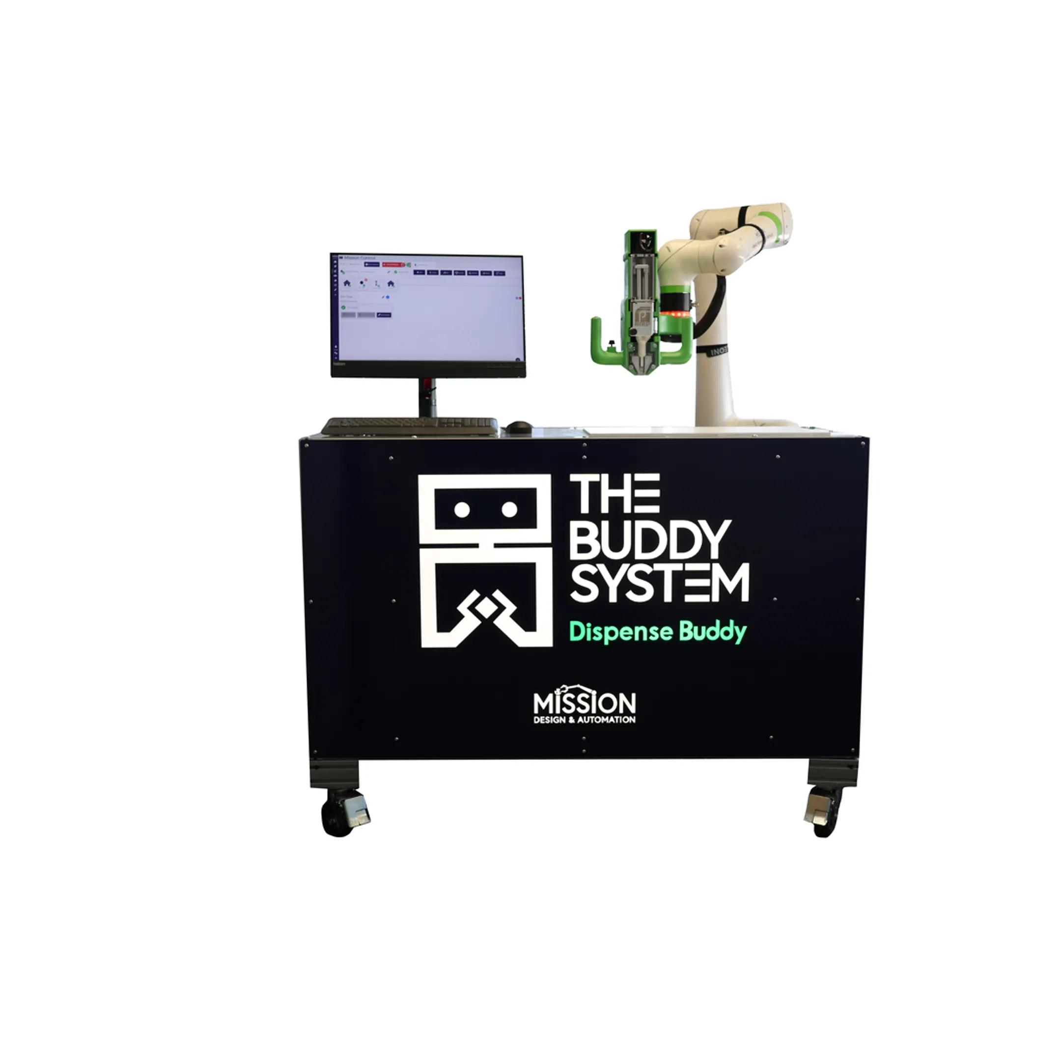 Engineer reviewing a robotic coating system