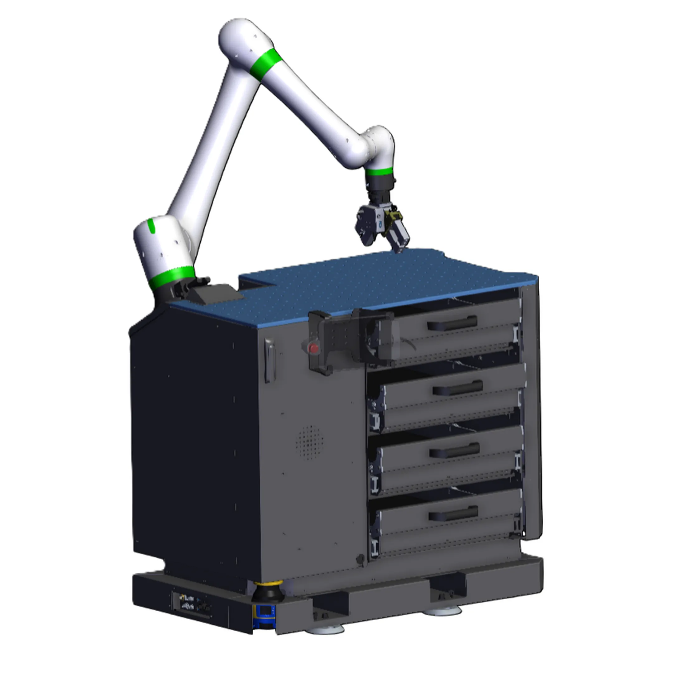Engineer reviewing a robotic CNC automation cell