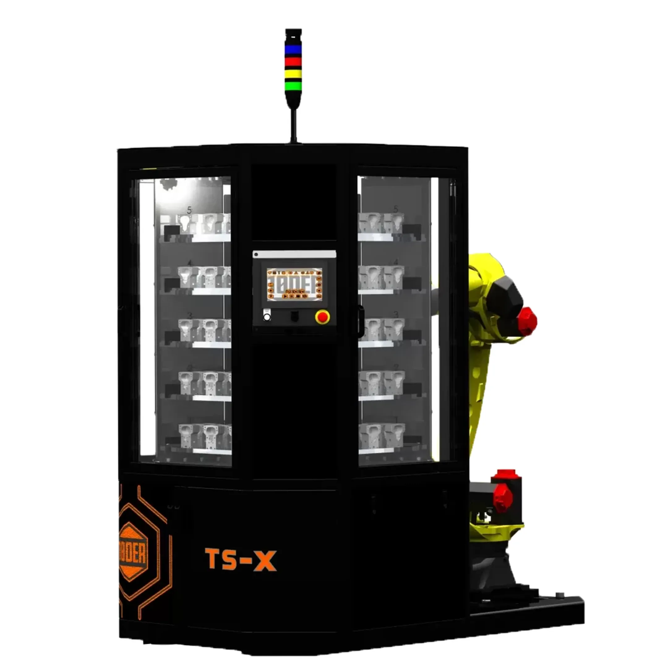 Engineer programming a robot loader cell