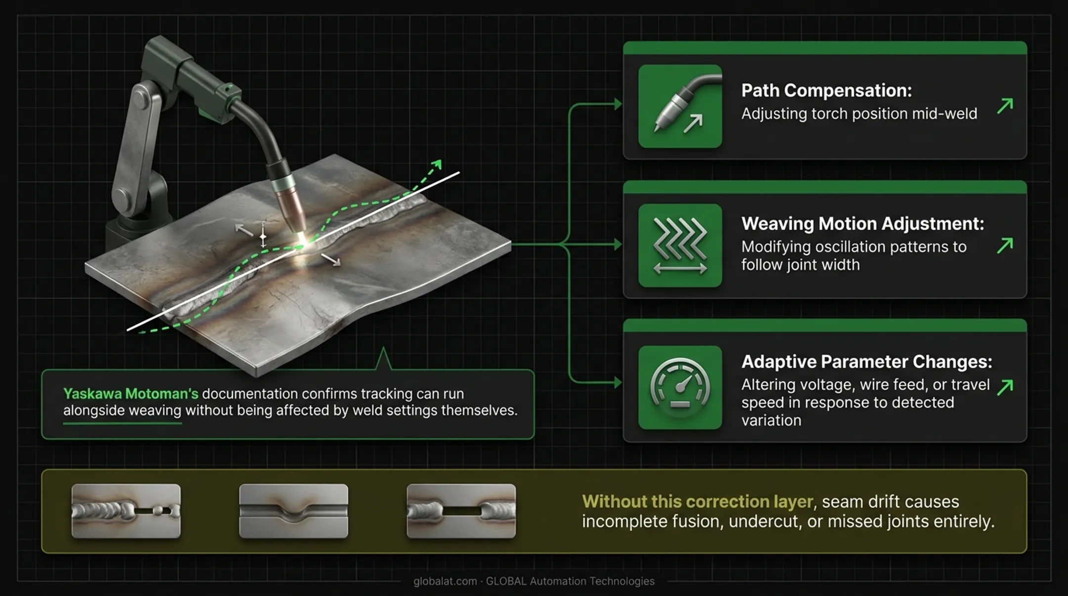 Laser seam tracking sense compare correct feedback loop diagram