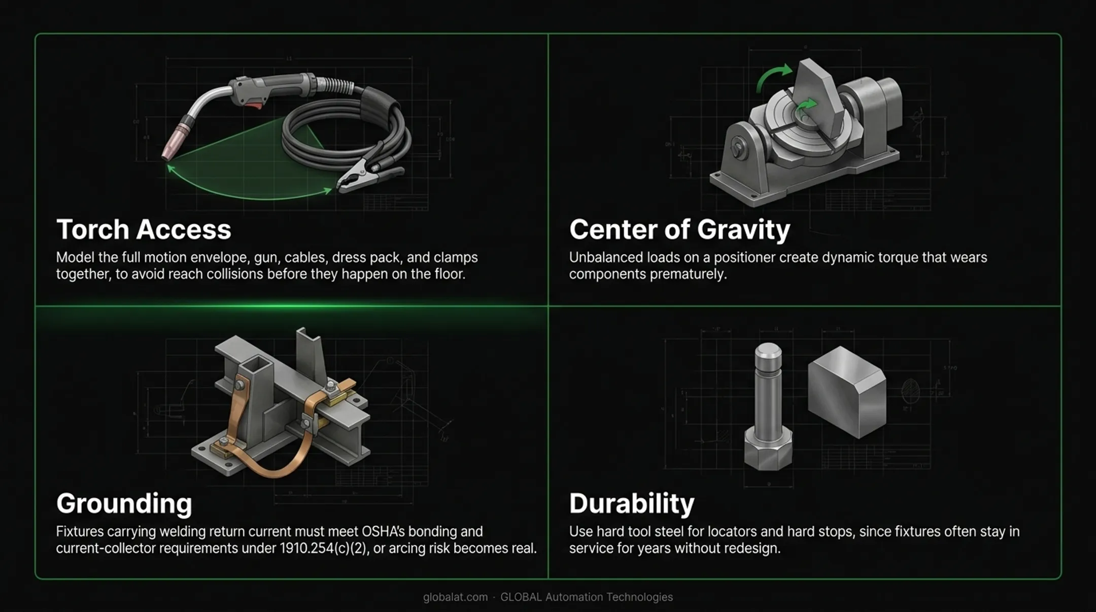 Four key design factors for safe reliable robotic weld fixtures