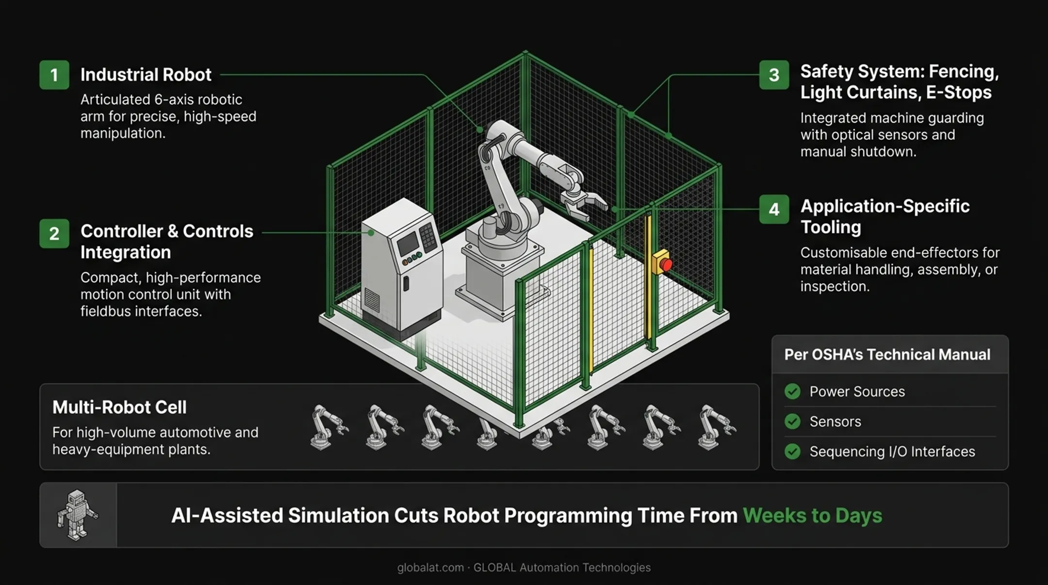 Essential components of an industrial automation cell diagram