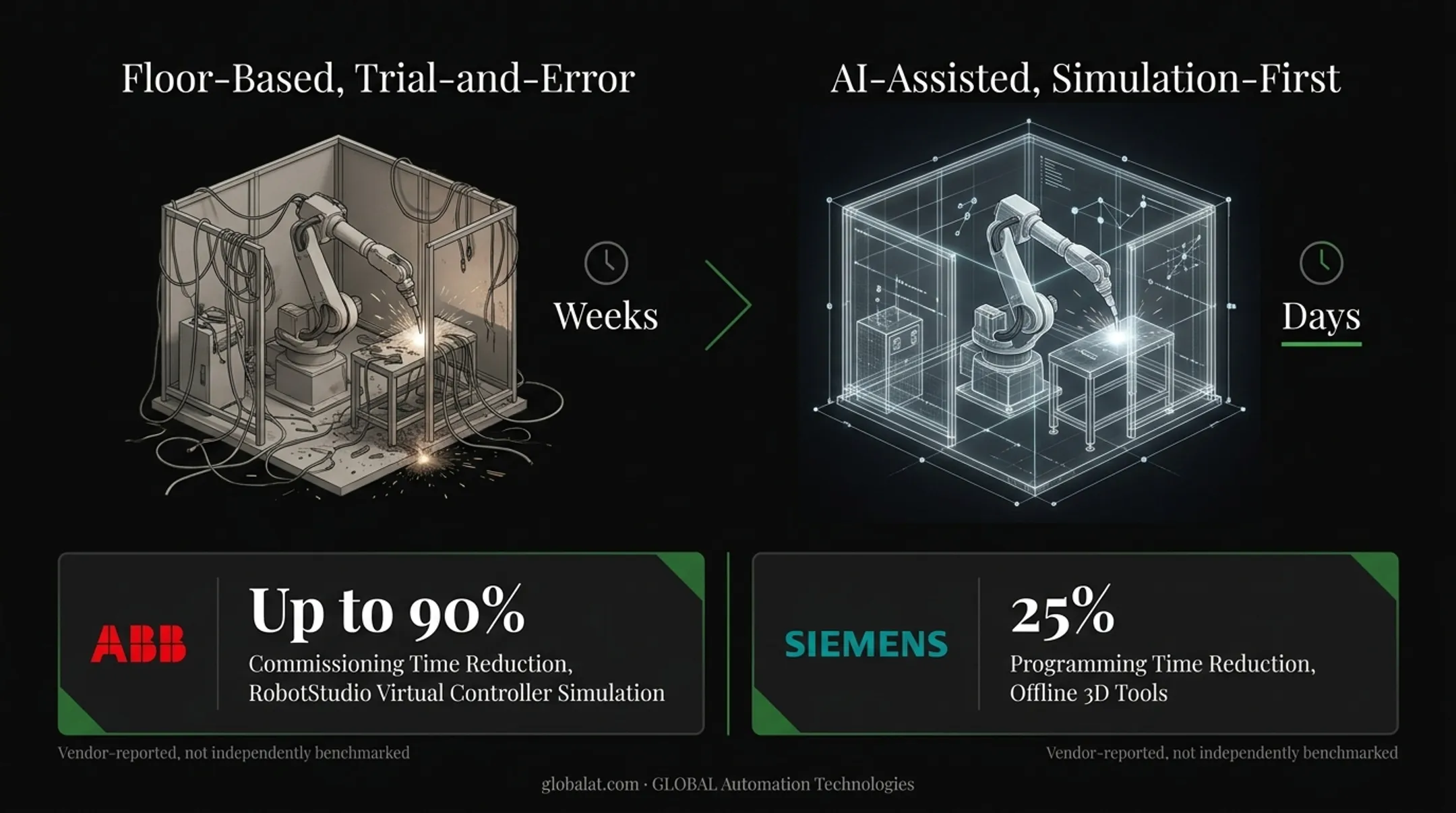 AI-assisted simulation workflow reducing robot programming time from weeks to days