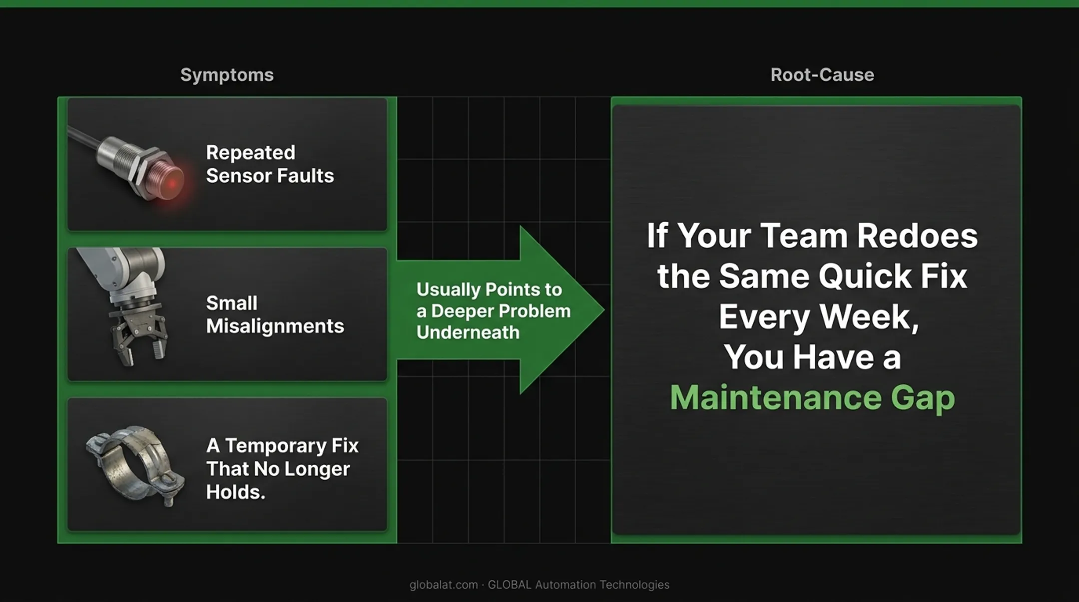 5 warning sign categories indicating automated system needs maintenance