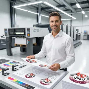 Industrial printing press producing high-quality instruction sheets with quality control inspection