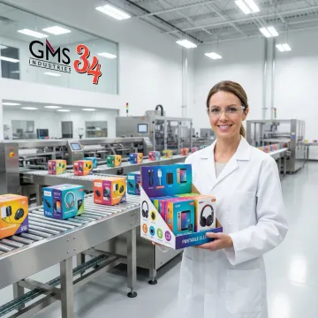 Manufacturing facility producing custom corrugated display boxes