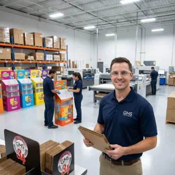 Manufacturing facility producing custom corrugated POP displays