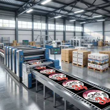 Custom printed corrugated boxes on production line