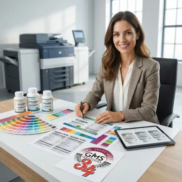 Nutraceutical packaging design process with color-matched supplement cartons and labels