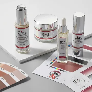 Custom beauty product labels on bottles and jars