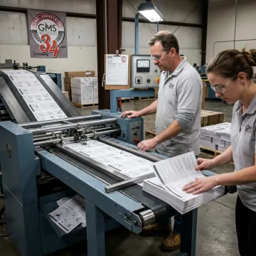 Printed product inserts being folded and inspected