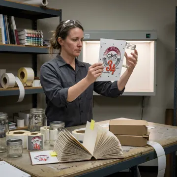 Designer reviewing custom jar label proofs