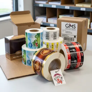 Custom retail labels and price stickers on rolls