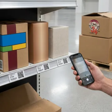 QR code shelf labels in a retail aisle