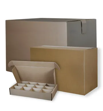 Custom packaging design process showing corrugated box samples and manufacturing capabilities