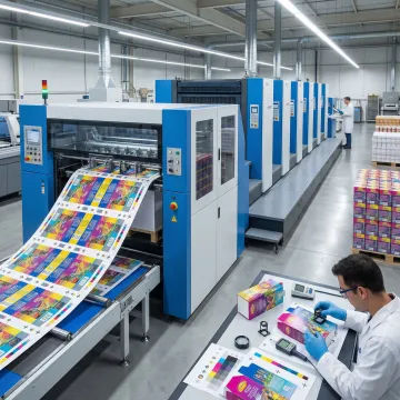 Advanced folding carton manufacturing equipment in production