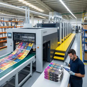 Custom folding carton manufacturing process showing precision printing and finishing