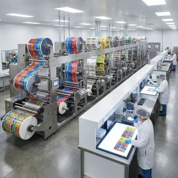 Vibrant shrink sleeve labels being manufactured in a Texas production facility