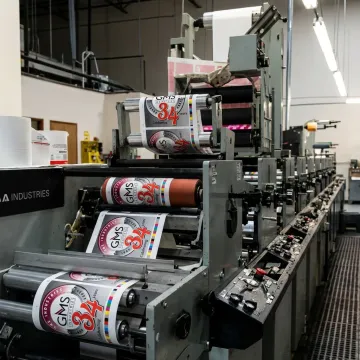 Custom flexographic label printing for product packaging
