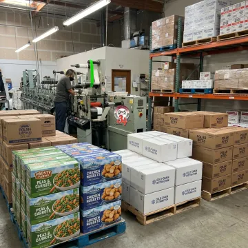 Frozen food packaging and corrugated shipping boxes