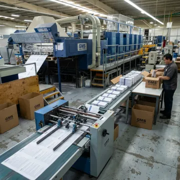 Printed IFU inserts being folded and prepared