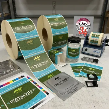 Custom gold foil product labels on rolls
