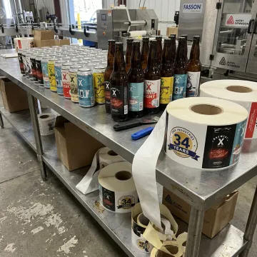 Custom printed beer labels on craft beer cans