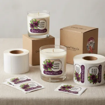 Custom candle jar labels on glass candles