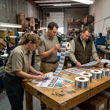 Packaging team reviewing frozen food label proofs