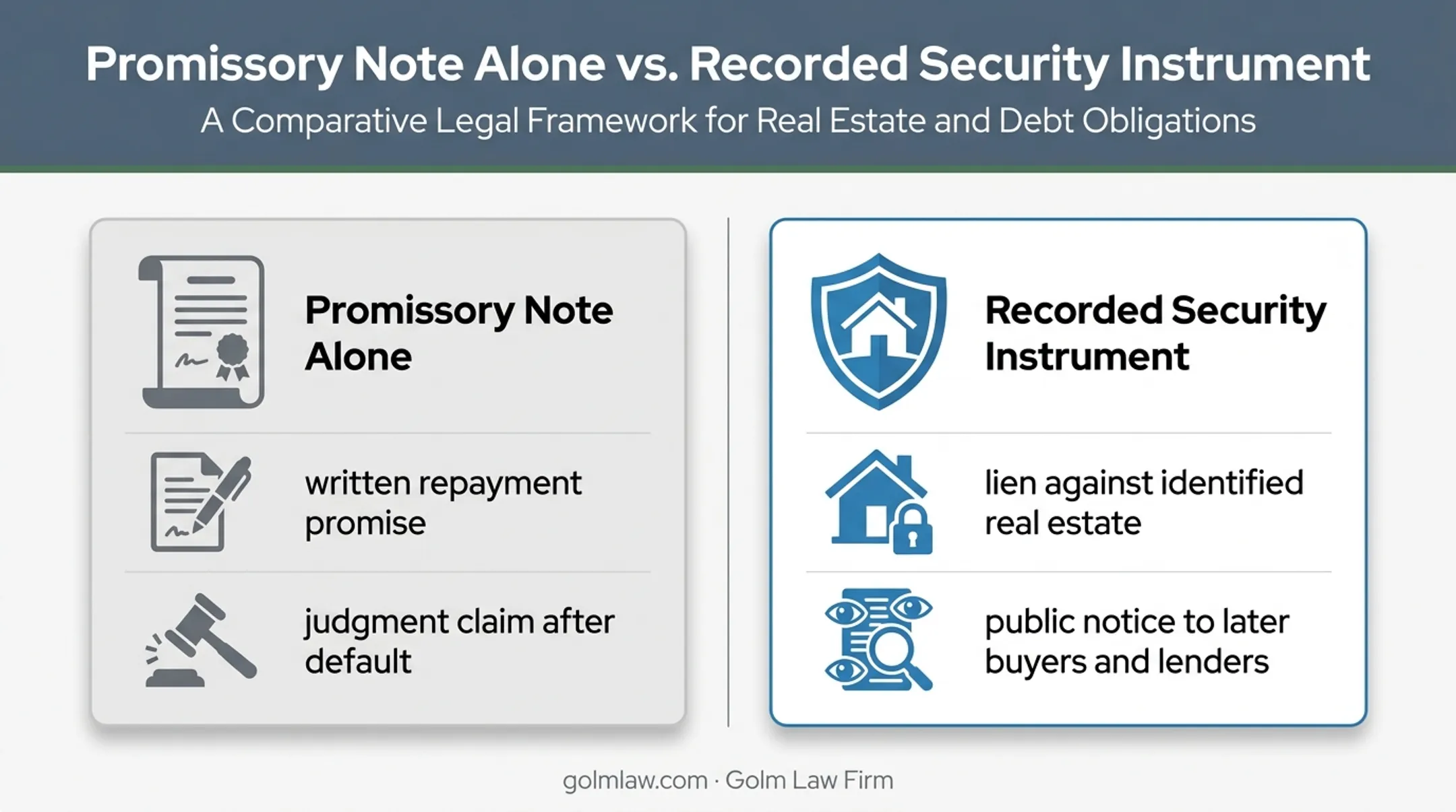 Unsecured promissory note versus recorded Florida security instrument